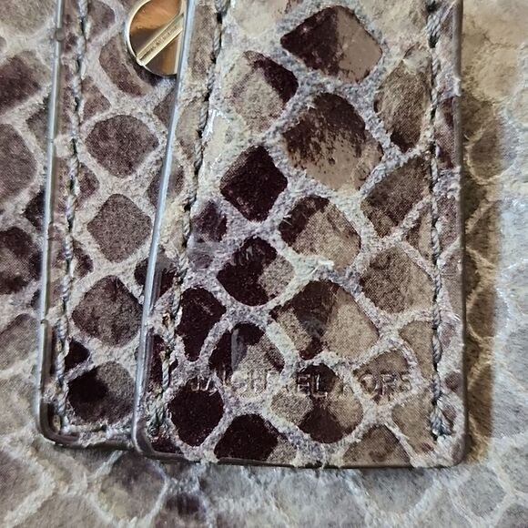 MICHAEL KORS Hamilton Dark Grey Python Snakeskin Prints Small Satchel Bag - Picture 12 of 16